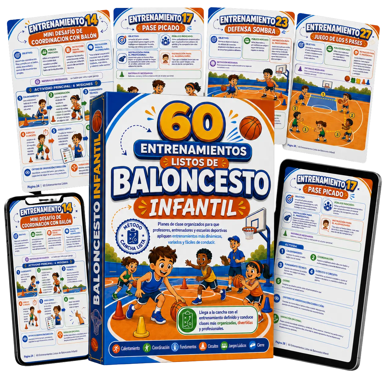 60 Entrenamientos Listos de Baloncesto Infantil